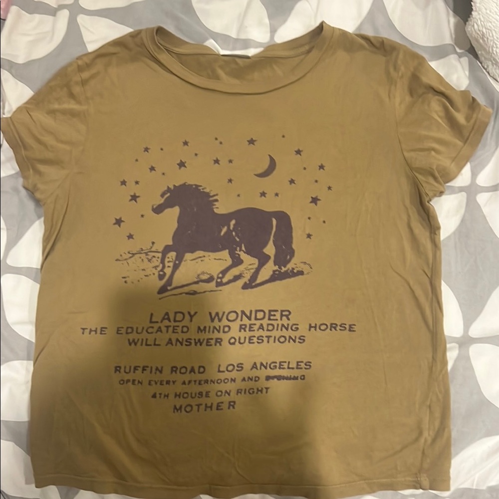 Brown Graphic Tee with Horse Design